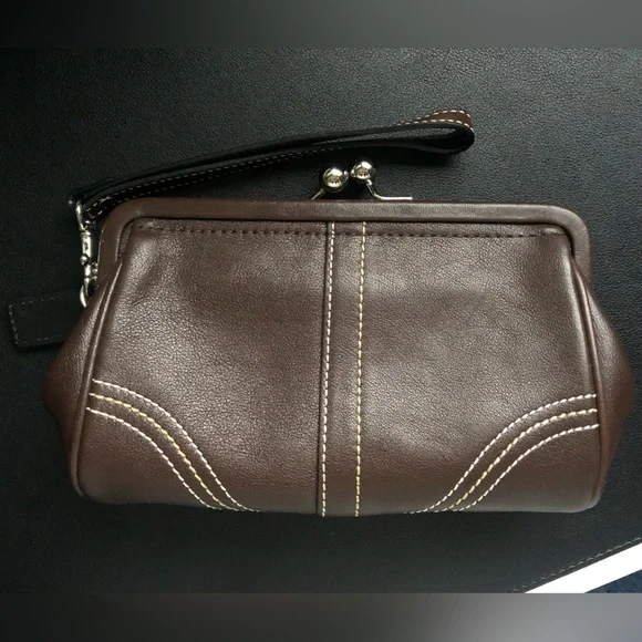 Coach Brown Leather Wristlet - Picture 2 of 9